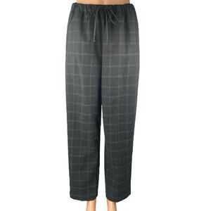 Aritzia Babaton Black Plaid Checkered Straight Drawstring Trousers Pants Size M